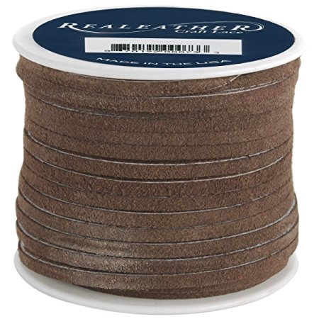 Realeather Crafts Suede Lace, 0.125-Inch Wide 25-Yard Spool, Dark Brown