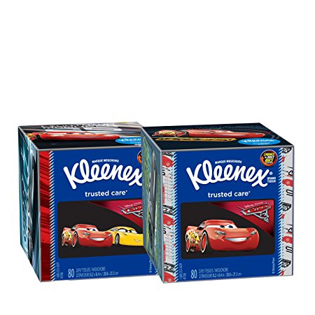 Kleenex Trusted Care Facial Tissues featuring Disney Pixar’s Cars 3 designs (27 Boxes, 80 2-ply Tissues per box)