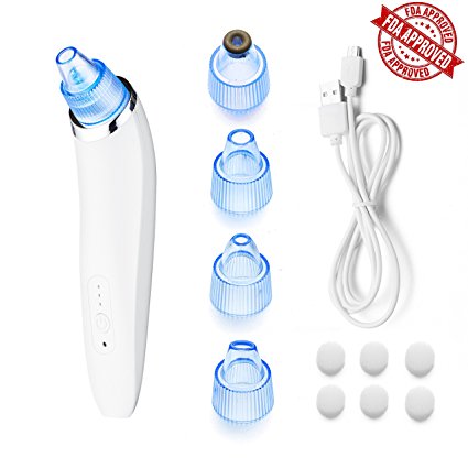 Blackhead Remover, Sisha Portable Electric Microdermabrasion Comedone Suction Cleanser USB Rechargeable With 4 Multi-Functional Vacuum Probes