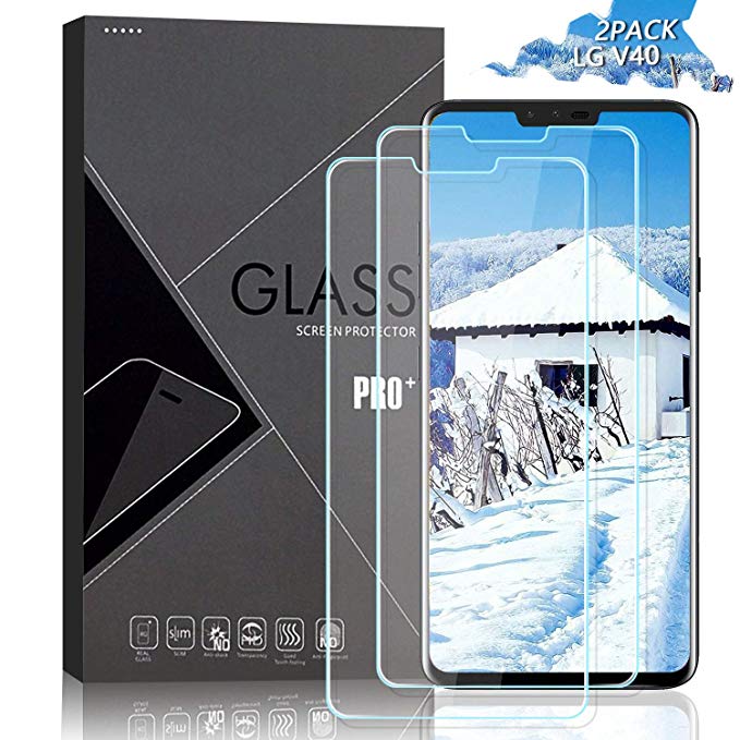 JKPNK LG V40 ThinQ Screen Protector [2 Pack], Tempered Glass Screen Protector[Anti-Glare] Full Coverage HD Anti-Scratch [Bubble-Free] Screen Protector for LG V40 ThinQ