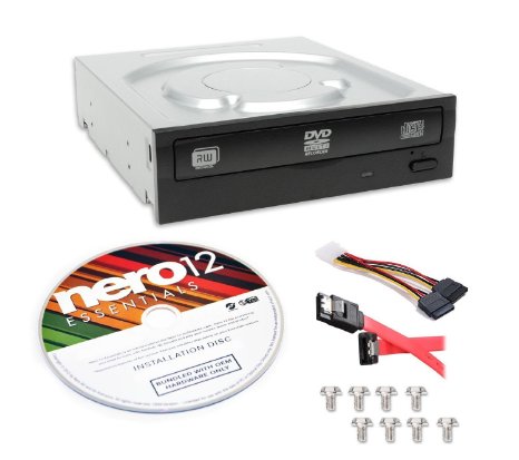Lite-On Super AllWrite IHAS124-04-KIT 24X DVD /-RW Dual Layer Burner   Nero 12 Essentials Burning Software   Sata Cable Kit