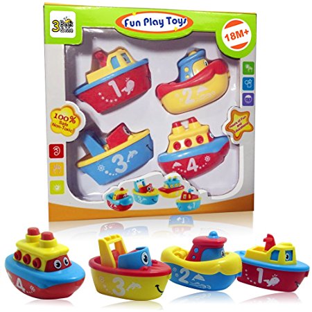 3 Bees & Me Bath Toys for Boys and Girls - Magnet Boats for Toddlers and Older Kids - Fun and Educational 4 Boat Set