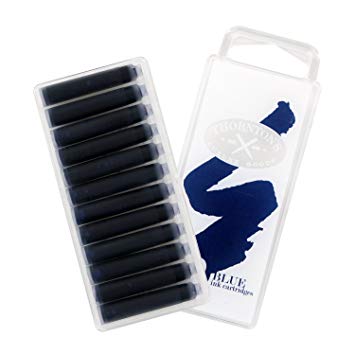 Thornton's Luxury Goods Short Standard International Fountain Pen Ink Cartridges, Blue Ink, Pack of 12