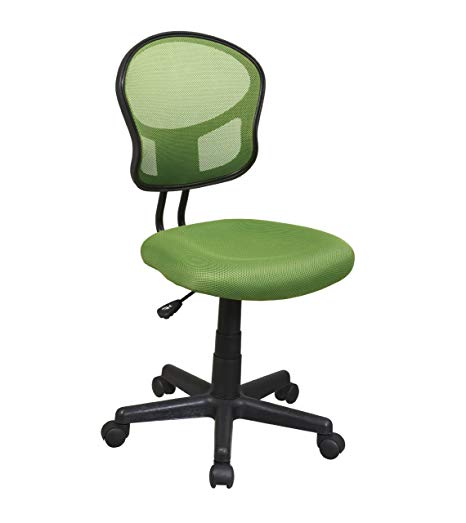 Office Star Mesh Back Armless Task Chair with Padded Fabric Seat, Green