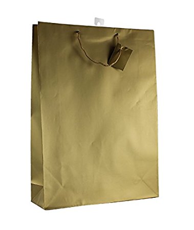 12-PC Solid Color Gift Bags, Matt Laminated, Gold Color