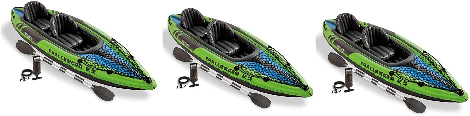 Intex Challenger K2 2-Person Inflatable Sporty Kayak   Oars And Pump (3 Pack)