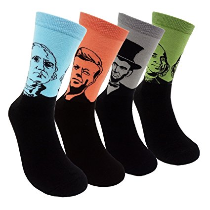 Famous Painting Art Printed Mens Dress Socks - HSELL Crazy Patterned Fun Crew Cotton Socks 6 Pack