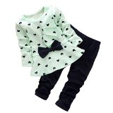 Zeagoo Cute Baby Girl Outfit 2pcs Set Children Clothes Suit Heart Dot Bowknot Top And Pants