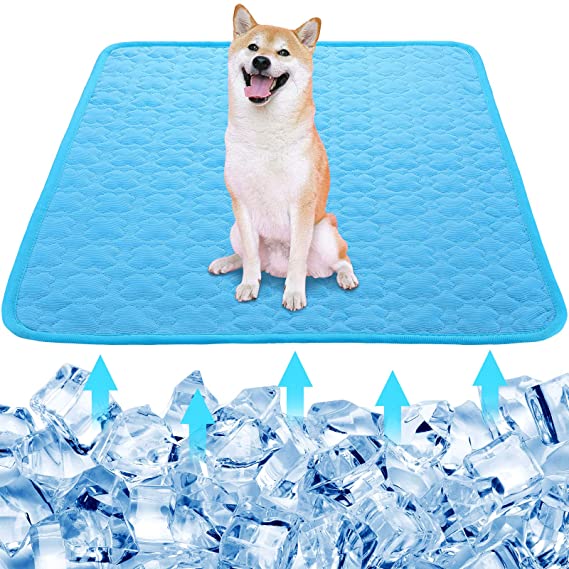 Pet Cooling Mat Summer Ice Silk Fabric Pet Pad Dog Cooling Mat Pet Cooling Blanket Sleeping Pad for Dog Cats Pets Outdoor and Indoor Use (X-Large)