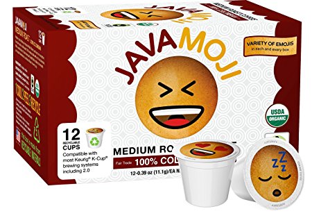 JavaMoji, 100% Colombian Medium Roast, Keurig, Cuisinart, Mr Coffee Compatible Emoji Coffee Pods, 12 Count