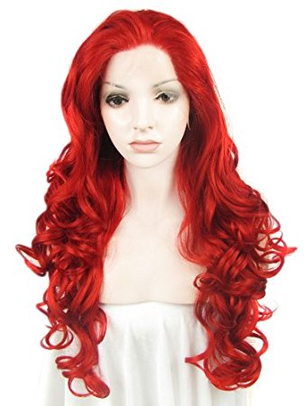 Imstyle Racy Extra Long Wavy Red Cosplay Heat Resistant Synthetic Lace Wig