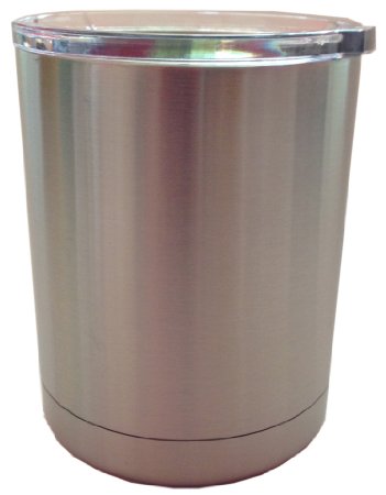10 oz Stainless Steel Lowball Travel Tumbler Double Wall Vacuum Insulated with FREE Lid (18/8 Steel, 10 oz)