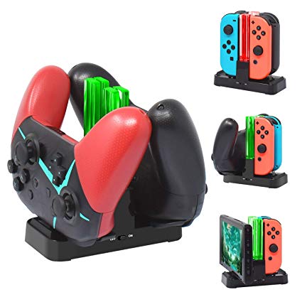 FastSnail Controller Charger Compatible with Nintendo Switch, Pro Controller and Joy-con Charging Dock for Switch with Charging Indicator (New Version)