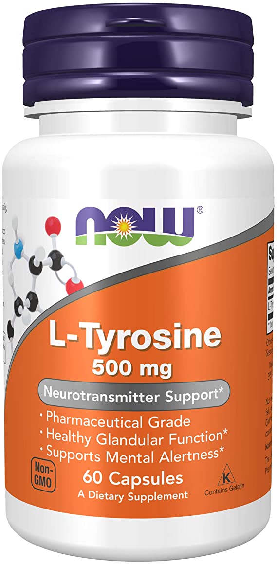 NOW Supplements, L-Tyrosine 500 mg, Supports Mental Alertness*, Neurotransmitter Support*, 60 Capsules