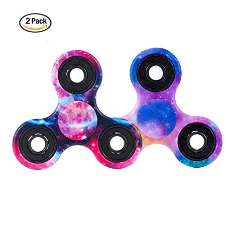 Wooce Starry Sky Tri-Spinner Fidget Spinner Toy,Water Transfer Double-sided Pattern Stress Reducer Hand Spinner