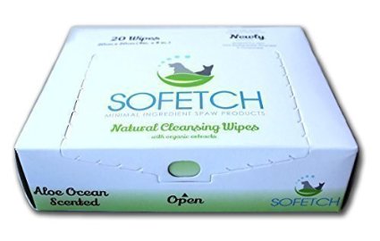 SoFetch Large Natural Grooming Wipes - Hypoallergenic Biodegradable Packaging Heavily Saturated Light Fresh Scent 20ct - Perfect For Dogs That Have Anxiety During Bath Time