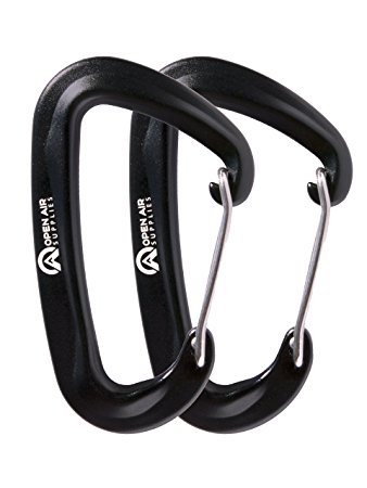 Open Air Supplies 12KN Aluminum Wiregate Carabiners [2-Pack] - Rated for 2645 LBS each for Hammocks, Hiking, Camping, and Gear Hanging