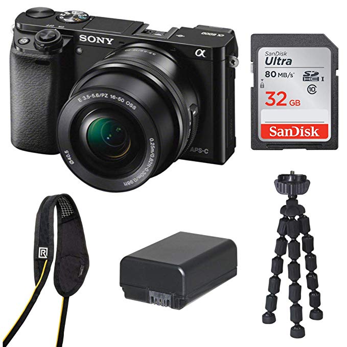 Sony Alpha a6000 Mirrorless Camera w/ 16-50mm Lens & 32GB SD Card Bundle