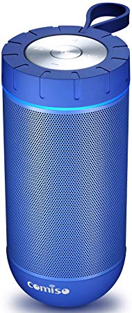 COMISO Bluetooth Speaker with 360 Surround Sound, 24 Hour Playtime, 66ft Bluetooth Range, IPX5 Water Resistance Dual-Driver Wireless Speaker for iPhone, Samsung (Blue)