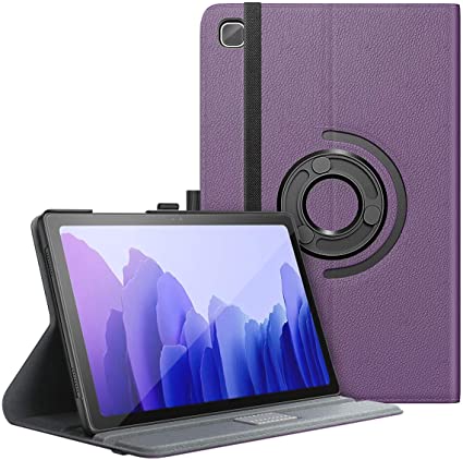 MoKo Case Compatible with Samsung Galaxy Tab A7 10.4 Inch Model (SM-T500/505/507), Full-Body Hard Back Cover 90 Degree Rotating Adjustable Stand Cover Case with Auto Wake/Sleep Function, Purple