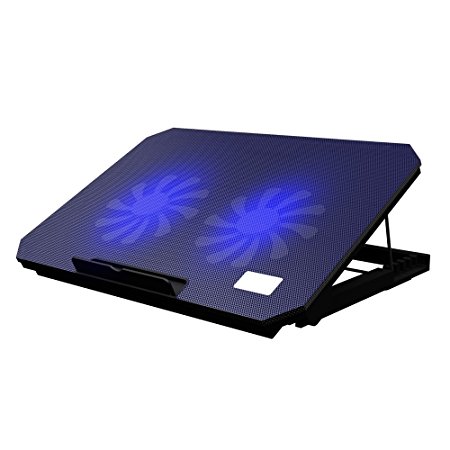 TNP Laptop Cooling Cooler Pad - 2x Silent Fans, Portable & Adjustable Height Stand Chill Mat Rack with LED Display, Dual USB Ports For 17 Inch Laptop Notebook Macbook