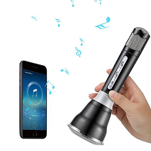 Kids Karaoke Microphone, Magicfly Wireless Bluetooth Microphone with Speaker, Portable Singing Machine Support IOS Iphone Ipad Android, Home KTV Microphone For Singing Anytime- Black