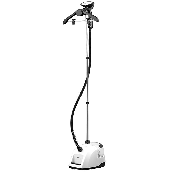 Miraguar MRG-2006C Fabric Steamer,Pedal Switch Garment Steamer with Fabric Brush and Garment Hanger ,White and Black,Electric Iron for Home and Travel (2800ML)