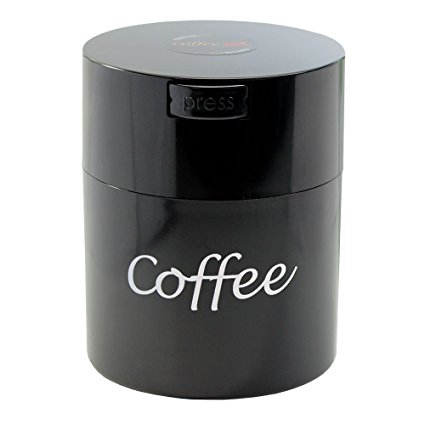 Coffeevac 1/2 lb - The Ultimate Vacuum Sealed Coffee Container, Black Cap & Body w/Logo