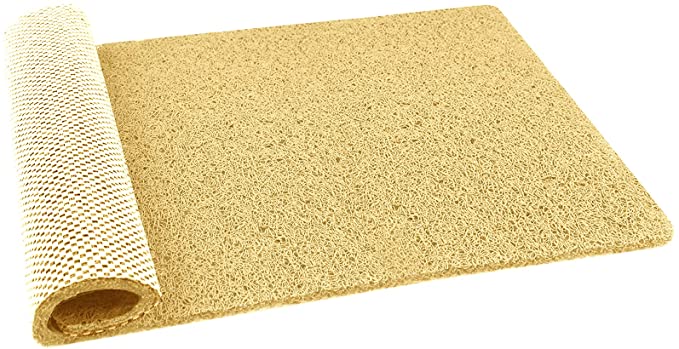 Leotruny PVC Loofah Non-Slip Shower Mat for Bathroom Wet Area Quick Drying (24''x16'', C02-Beige)