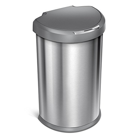 simplehuman Semi-Round Sensor Bin, Brushed Steel, 45 Litre