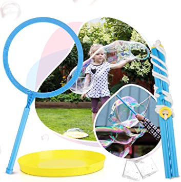 TOY Life Big Bubble Wand for Kids Set - Giant Bubble Wand Makes Huge Bubbles - Great Outside Toy for Kids Ages 4-8 | Includes Extendable Wand and Bubble Dipping Tray for Kids, Boys, and Toddlers