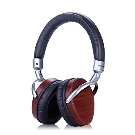 BearBizz Genuine Wood Heavy Bass Stereo Music DJ Heaphones, with Adjustable Headband and Detachable TPE Cable - For iPhone, iPod Touch, iPad, Samsung Galaxy, all smartphones and tablets