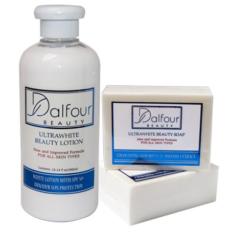 Dalfour Beauty Ultrawhite Set - Body Lotion with SPF50  & Soap