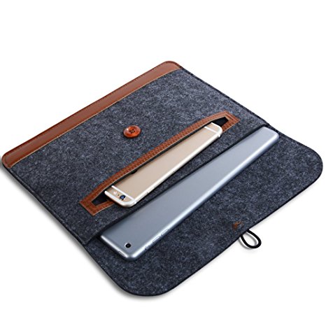 Mykit 9.7 Inch iPad Sleeve Case, Premium Felt Protective Cover Pouch Bag for iPad Air 1/2, iPad Pro 9.7 Inch (Black)