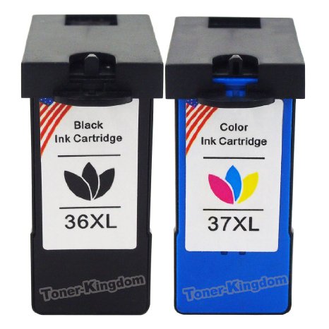 Toner Kingdom Remanufactured Ink Cartridge Replacements for Lexmark 36XL and Lexmark 37XL for Lexmark Z2400 Z2420 X3650 X4650 X5650 X5650es X6650 X6675 Z2400 X3650 X4650 Z2420 Printers1Black 1Color