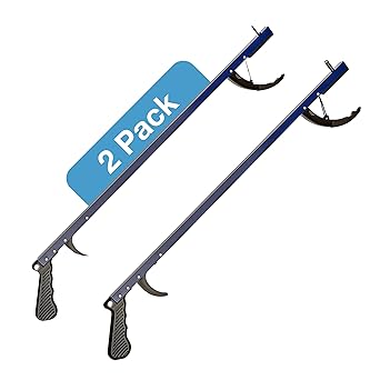 Sammons Preston Reacher, Blue, 26 Inch, Grabber Reacher Tool, Lightweight Trash Picker Grabber & Garden Nabber, Aluminum Pick Up Tool & Reaching Claw, Portable Reaching Assist & Dressing Tool, 2 Pack