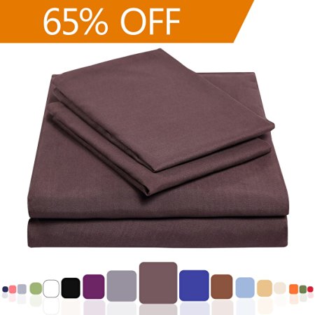 Balichun Luxurious Bed Sheet Set-Highest Quality Hypoallergenic Microfiber 1800 Bedding Super Soft 4-Piece Sheets with 18" Deep Pocket Fitted Sheet Twin/Full/Queen/King/Cal King Size(Chocolate,Full)