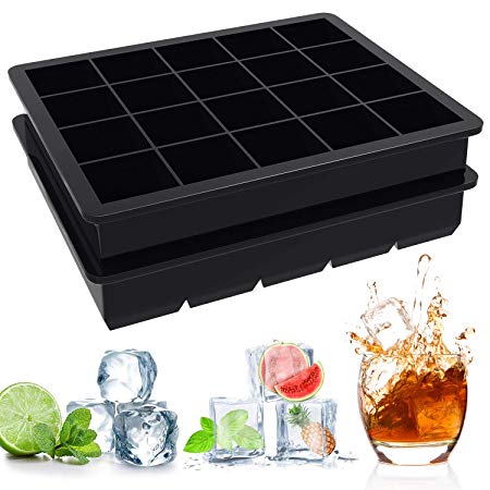 Ouddy 2 Pack Silicone Ice Cube Trays, 1" Ice Tray Small Cube, 40 Cavities Square Ice Cube Mold for Chilling Whiskey, Cocktail, Beverages & Making Candy, Cake, Chocolate, Easy Release