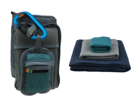 Lemorecn Travel Towel Bundle Includes Extra Large, Large & Small Quick Dry Compact Microfiber Camping Towels. Also Great for Sport, Backpacking, Beach, Yoga and Bath