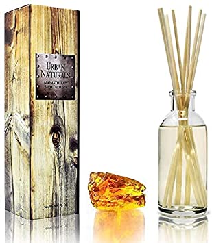 Urban Naturals Warm Vanilla Amber Reed Diffuser Gift Set | Creamy. Warm. Sultry. Notes of Sandalwood, Amber & Smoked Vanilla | Made with Essential Oils & Real Botanical Pieces