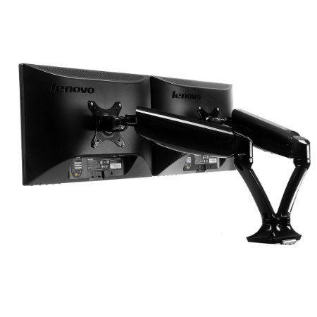 FLEXIMOUNTS Dual Monitor Mount LCD armFull Motion Desk mounts for 10-24 SamsungLGHPAOCDellAsusAcer Computer Monitor w Gas Spring Monitor arm and Clamp or Grommet Desktop Support