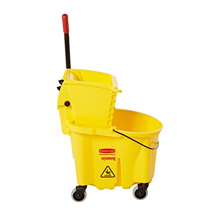 Rubbermaid Commercial WaveBrake Mopping System Bucket and Side-Press Wringer Combo, 26-quart, Yellow (FG748000)