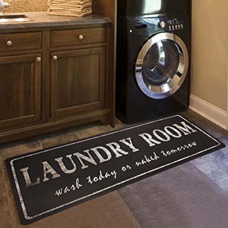 Black and White Laundry Carpet, Anti-Skid Runner for Kitchen Laundry Room Restaurant Rug for Bathroom Entrance Craft Room Wipe Clean, 20’’X48’’, Mocha