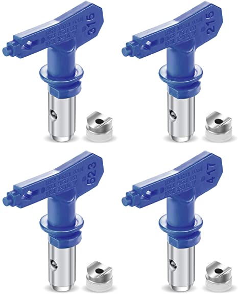 4 Pieces Reversible Spray Tips Reversible Airless Paint Sprayer Nozzle Tips Airless Paint Spray Guns Airless Sprayer Spraying Machine Parts for Homes Buildings Decks or Fences (215, 315, 417, 523)