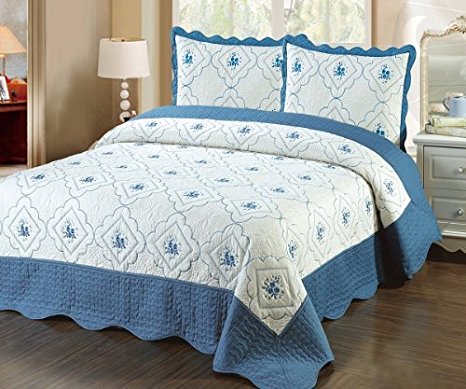 Fancy Linen 3pc Bedspread Quilted High Quality Bed Cover Queen/king (truquise)