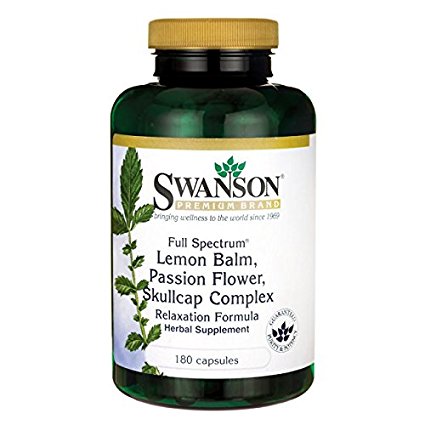 Swanson Lemon Balm, Passion Flower, Skullcap Complex 225/225/225 mg 180 Caps