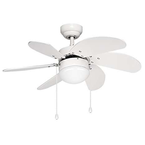 LE 76cm/30" Ceiling Fan with 6 Wooden Blades and Light Kit, Reversible Classic Ceiling Fan for Winter and Summer Use