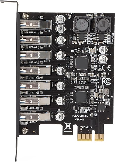 PCIE to USB 3.2 GEN1 7 Port Expansion Card, PCI Express USB Add in Card, Internal USB 3.2 GEN1 7 Port Front Expansion Card for Win XP Win 7 Win 8 Win 10 Win 11 Linux