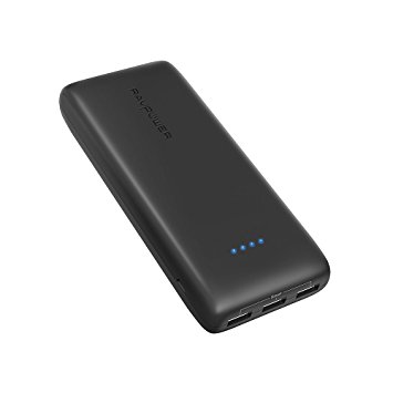 Portable Charger RAVPower 22000mAh Power Bank 5.8A Output 3-Port External Battery Pack (2.4A Input, Triple iSmart 2.0 USB Ports, High-density Li-polymer Battery, Ace Series) For Phones Tablets and More - Black