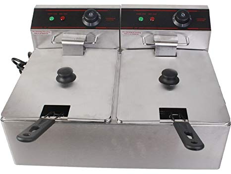 Giantex 5000w Electric Countertop Deep Fryer Dual Tank Commercial Restaurant Steel